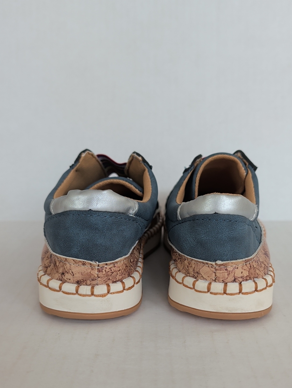Casual Hollow-Out Slip-On Platform Sneakers 8 Blue Rainbow - Picture 10 of 16